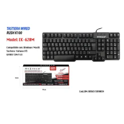 TASTIERA LASER IMPERMEABILE MULTIMEDIALE CON FILO PER WINDOWS MACOS MAXTECH EK-620M