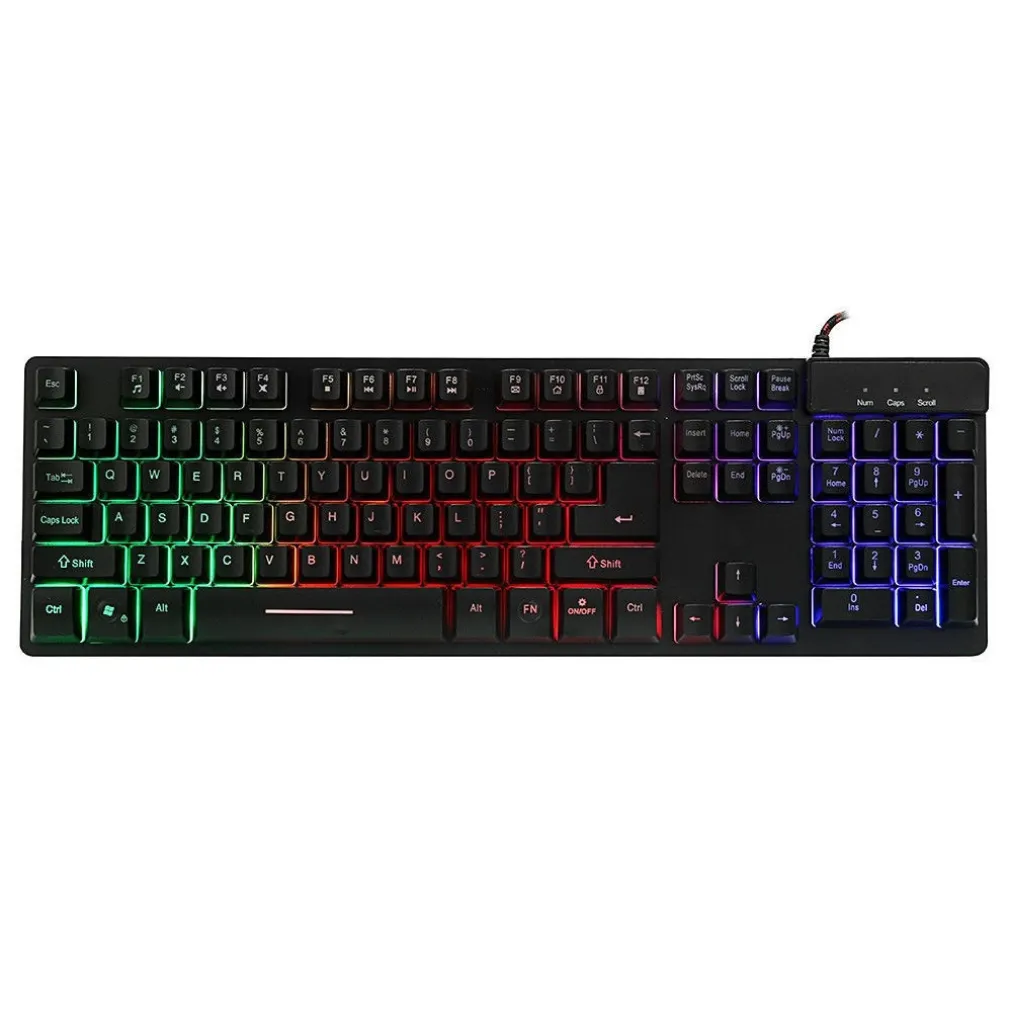TASTIERA PER PC COMPUTER KEYBOARD USB RETROILLUMINATA A LED MULTICOLOR