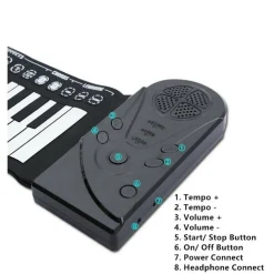 TASTIERA PIANOLA ELETTRONICA PIANOFORTE MUSICALE PIEGHEVOLE 49 TASTI Q-GQ001