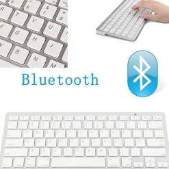 TASTIERA QWERTY BLUETOOTH WIRELESS PER TABLET SMARTPHONE SMART TV PC BIANCA SLIM