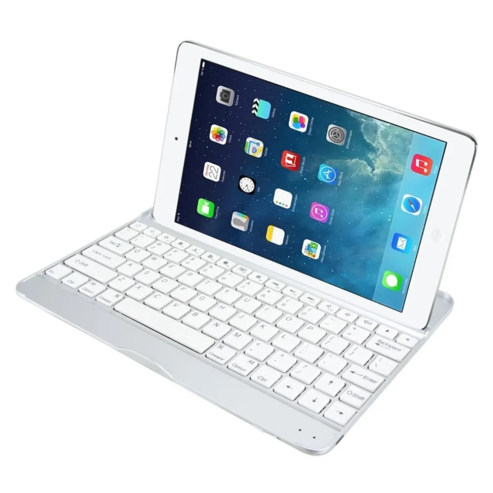 TASTIERA QWERTY BLUETOOTH PER TABLET SUPPORTO CASE COMPATIBILE BIANCA