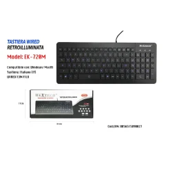 TASTIERA WIRED RETROILLUMINATA IMPERMEABILE WINDOWS PC CON FILO MAXTECH EK-720M