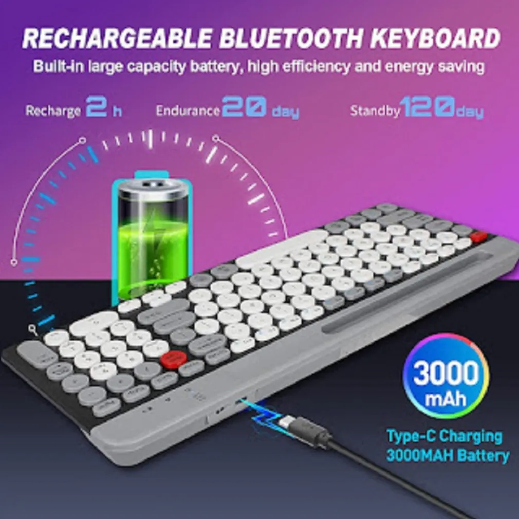 TASTIERA WIRELESS BLUETOOTH DUAL MODES LAYOUT COMPATTO ULTRA SILENZIOSO QK8066