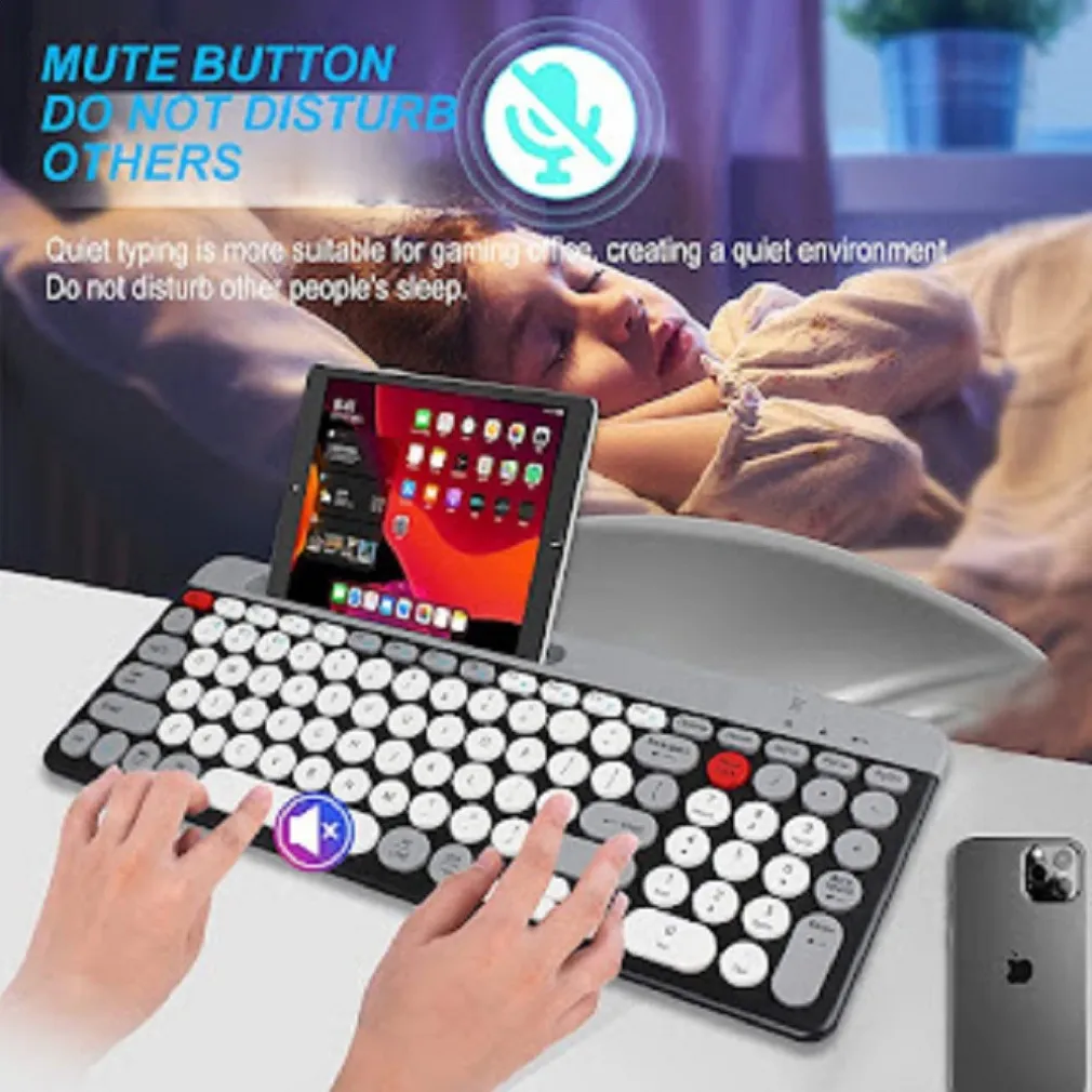 TASTIERA WIRELESS BLUETOOTH DUAL MODES LAYOUT COMPATTO ULTRA SILENZIOSO QK8066