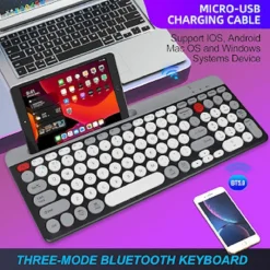 TASTIERA WIRELESS BLUETOOTH DUAL MODES LAYOUT COMPATTO ULTRA SILENZIOSO QK8066