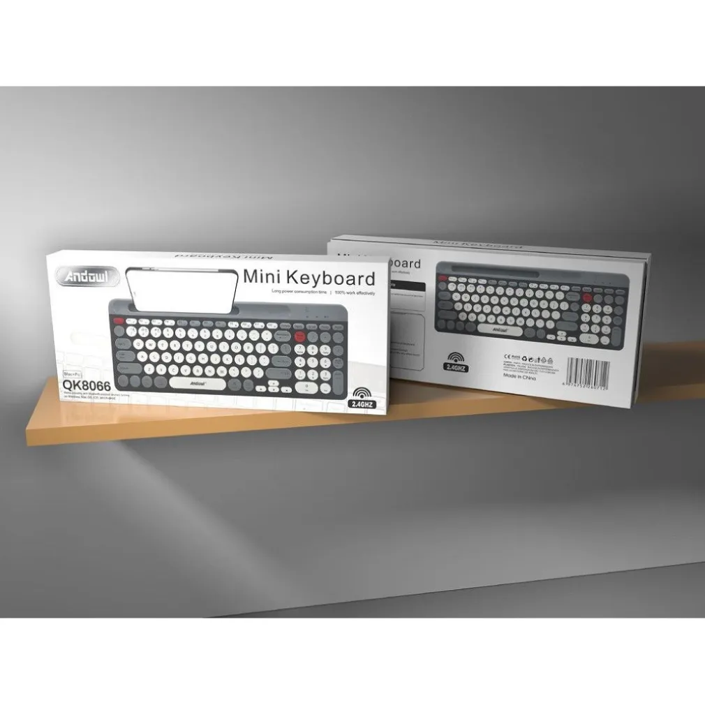 TASTIERA WIRELESS BLUETOOTH DUAL MODES LAYOUT COMPATTO ULTRA SILENZIOSO QK8066