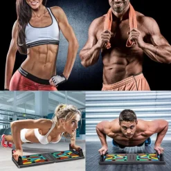 TAVOLA ATTREZZO ALLENAMENTO ESERCIZI CON MANIGLIE PER FLESSIONI MULTIFUNZIONALE