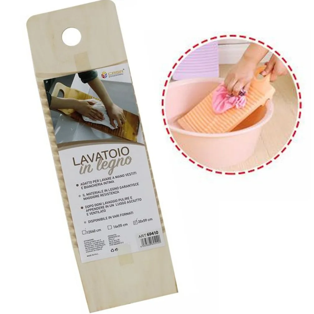 TAVOLETTA RETTANGOLARE LEGNO LAVATOIO LAVAGGIO A MANO BIANCHERIA VIAGGIO 20x59CM