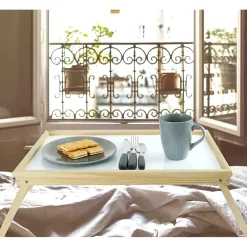 TAVOLINO LEGNO COLAZIONE LETTO PIEGHEVOLE TAVOLO LETTURA MULTIUSO NOTEBOOK