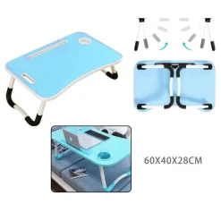 TAVOLINO PIEGHEVOLE AZZURRO SUPPORTO COMPUTER PORTATILE LAPTOP SALVASPAZIO CASA