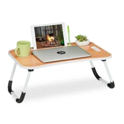 TAVOLINO PIEGHEVOLE LEGNO SUPPORTO COMPUTER PORTATILE LAPTOP SALVASPAZIO CASA