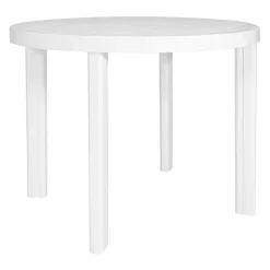 TAVOLO DA GIARDINO BIANCO ROTONDO IN PLASTICA 90X72CM RESISTENTE ARREDO ESTERNO 008942
