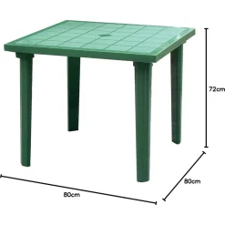 TAVOLO DA GIARDINO QUADRATO WEEKEND VERDE 80X80CM IN PLASTICA ARREDO ESTERNO 016300