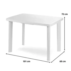 TAVOLO DA GIARDINO RETTANGOLARE BIANCO ARREDO ESTERNO RESISTENTE 101X68XH72CM 012138