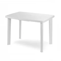 TAVOLO DA GIARDINO RETTANGOLARE BIANCO ARREDO ESTERNO RESISTENTE 101X68XH72CM 012138