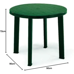 TAVOLO DA GIARDINO ROTONDO VERDE IN PLASTICA Ø 90 CM RESISTENTE ARREDO ESTERNO 019733