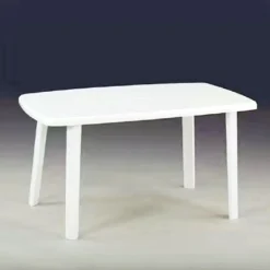 TAVOLO ESTERNO BIANCO 140X90CM PLASTICA RESISTENTE PER PATIO GIARDINO TERRAZZA 002398
