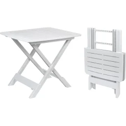 TAVOLO PIEGHEVOLE BIANCO IN POLIETILENE 79X72X70CM TAVOLINO GIARDINO CAMPEGGIO 012140