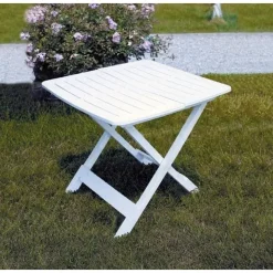 TAVOLO PIEGHEVOLE BIANCO IN POLIETILENE 79X72X70CM TAVOLINO GIARDINO CAMPEGGIO 012140