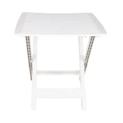 TAVOLO PIEGHEVOLE BIANCO IN POLIETILENE 79X72X70CM TAVOLINO GIARDINO CAMPEGGIO 012140