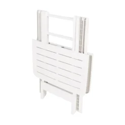 TAVOLO PIEGHEVOLE BIANCO IN POLIETILENE 79X72X70CM TAVOLINO GIARDINO CAMPEGGIO 012140