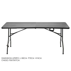 TAVOLO PIEGHEVOLE PORTATILE RETTANGOLARE 180CM MULTIUSO CAMPEGGIO EVENTI 4-6 PERSONE