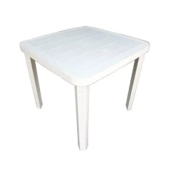 TAVOLO QUADRATO DA GIARDINO BIANCO 80X80CM IN PLASTICA ARREDO SPAZIO ESTERNO 008007