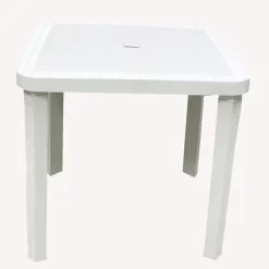 TAVOLO QUADRATO DA GIARDINO BIANCO 80X80CM IN PLASTICA ARREDO SPAZIO ESTERNO 008007