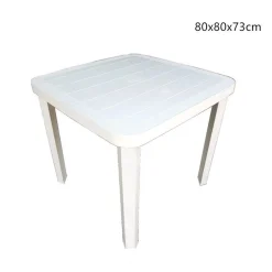 TAVOLO QUADRATO DA GIARDINO BIANCO 80X80CM IN PLASTICA ARREDO SPAZIO ESTERNO 008007