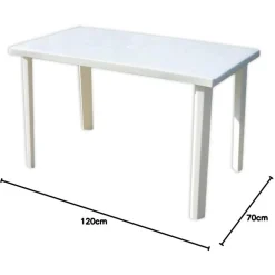 TAVOLO RETTANGOLARE DA GIARDINO 120X70CM BIANCO PERFETTO PER SPAZIO ESTERNO 016301