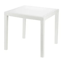 TAVOLO TAVOLINO QUADRATO EFFETTO FINTO RATTAN VIMINI BIANCO 79X79X72CM BAR CASA 052000
