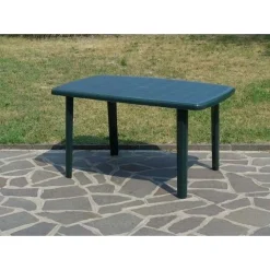 TAVOLO VERDE DA ESTERNO 140X90CM PLASTICA RESISTENTE PER PATIO GIARDINO TERRAZZA 023542