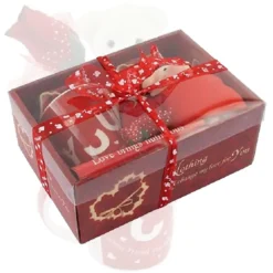 TAZZA ORSETTO BIANCO IN PELUCHE FIORE CONFEZIONE REGALO PER SAN VALENTINO 63298