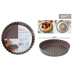 TEGLIA DA FORNO PER CROSTATE TORTE DOLCI STAMPO IN ACCIAIO TORTIERA 14 CM 98677