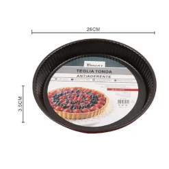 TEGLIA STAMPO TORTIERA PER DOLCE TORTA ANTIADERENTE ROTONDO 26 X 3.5 CM 84439