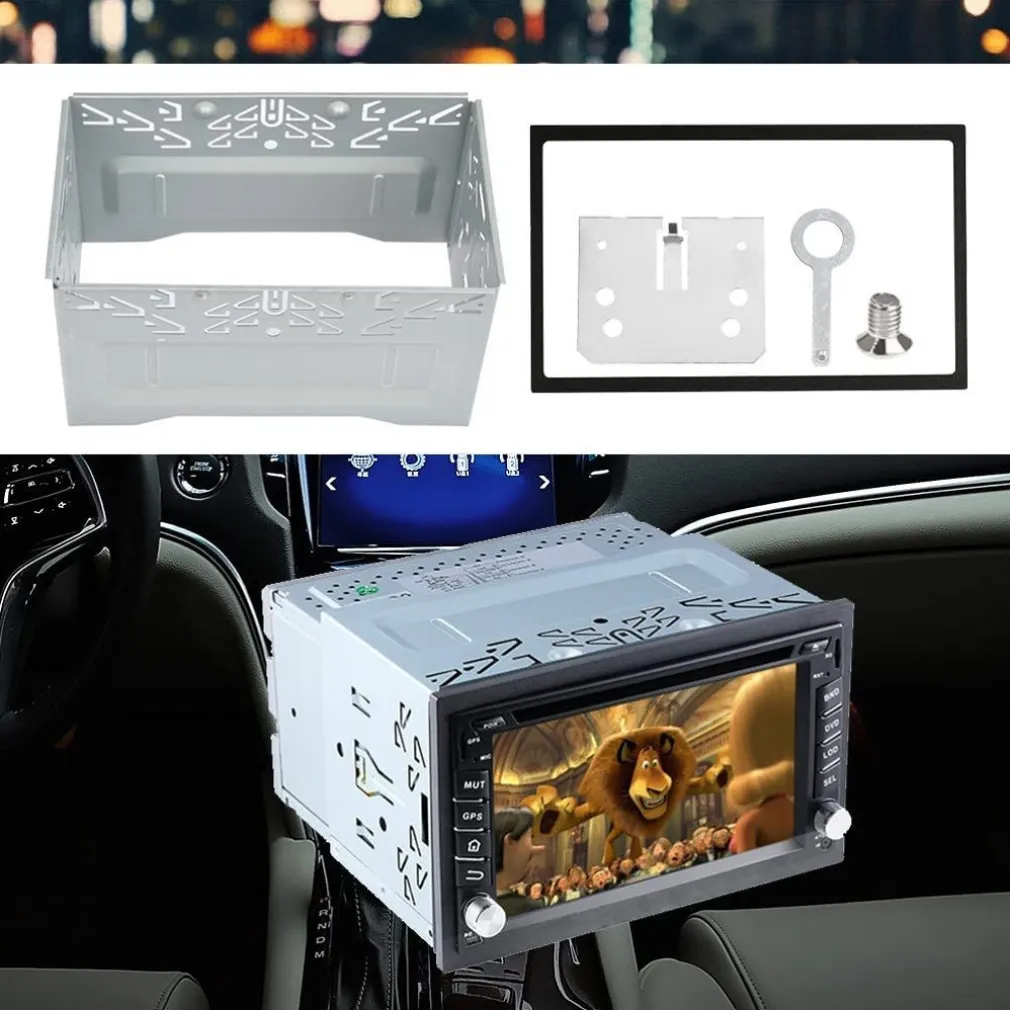 TELAIO MONTAGGIO PER AUTORADIO IN METALLO UNIVERSALE 2 DIN GPS LETTORE DVD AUTO