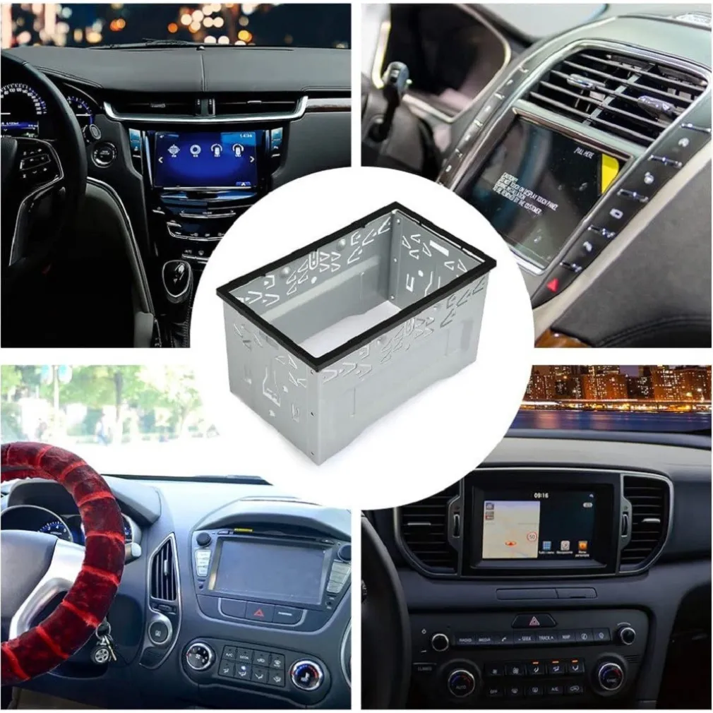 TELAIO MONTAGGIO PER AUTORADIO IN METALLO UNIVERSALE 2 DIN GPS LETTORE DVD AUTO