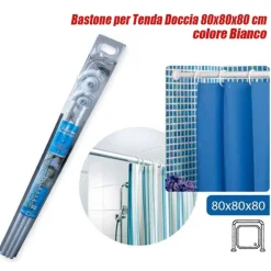 TELAIO TENDA TENDE BASTONE ASTA DOCCIA E VASCA DA BAGNO COLORE BIANCO 80X80X80CM