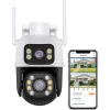 TELECAMERA DI SICUREZZA DUAL LENS DUAL SCREEN WIFI DOPPIA CAMERA IMPERMEABILE SORVEGLIANZA