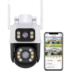 TELECAMERA DI SICUREZZA DUAL LENS DUAL SCREEN WIFI DOPPIA CAMERA IMPERMEABILE SORVEGLIANZA