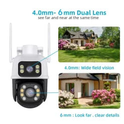 TELECAMERA DI SICUREZZA DUAL LENS DUAL SCREEN WIFI DOPPIA CAMERA IMPERMEABILE SORVEGLIANZA