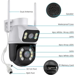 TELECAMERA DI SICUREZZA DUAL LENS DUAL SCREEN WIFI DOPPIA CAMERA IMPERMEABILE SORVEGLIANZA