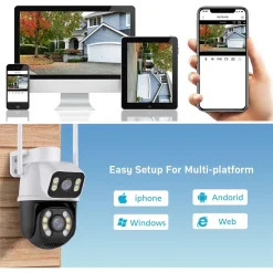 TELECAMERA DI SICUREZZA DUAL LENS DUAL SCREEN WIFI DOPPIA CAMERA IMPERMEABILE SORVEGLIANZA