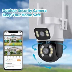 TELECAMERA DI SICUREZZA DUAL LENS DUAL SCREEN WIFI DOPPIA CAMERA IMPERMEABILE SORVEGLIANZA
