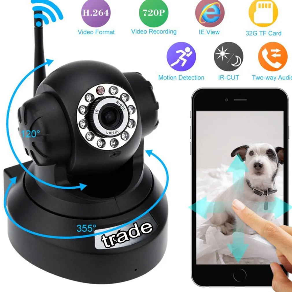 TELECAMERA DI SORVEGLIANZA IP CAM HD 720P WIRELESS LED IR LAN MOTORIZZATA WIFI