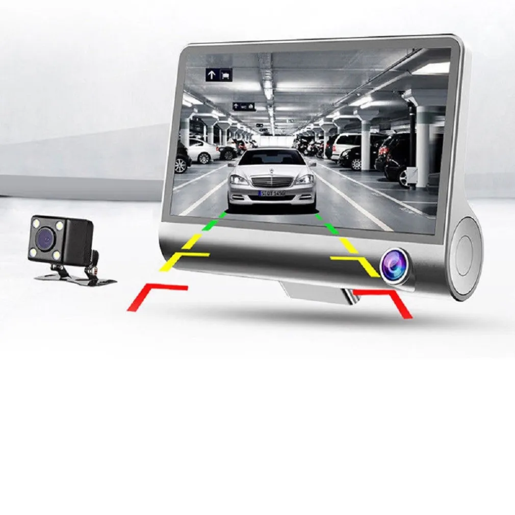 TELECAMERA DVR PER AUTO CAMPER FULL HD 1080P 3 TELECAMERE INTERNA ESTERNA LCD 4'