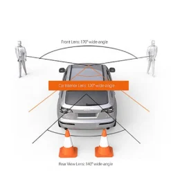 TELECAMERA DVR PER AUTO CAMPER FULL HD 1080P 3 TELECAMERE INTERNA ESTERNA LCD 4'
