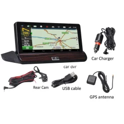TELECAMERA DVR PER AUTO CAMPER 7'' LCD GPS NAVIGATORE 2 TELECAMERE FM BLUETOOTH