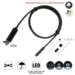 TELECAMERA ENDOSCOPICA 6 LED TUBO FLESSIBILE USB 3 MT IMPERMEABILE ISPEZIONE