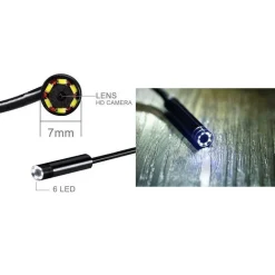 TELECAMERA ENDOSCOPICA 6 LED TUBO FLESSIBILE USB 3 MT IMPERMEABILE ISPEZIONE
